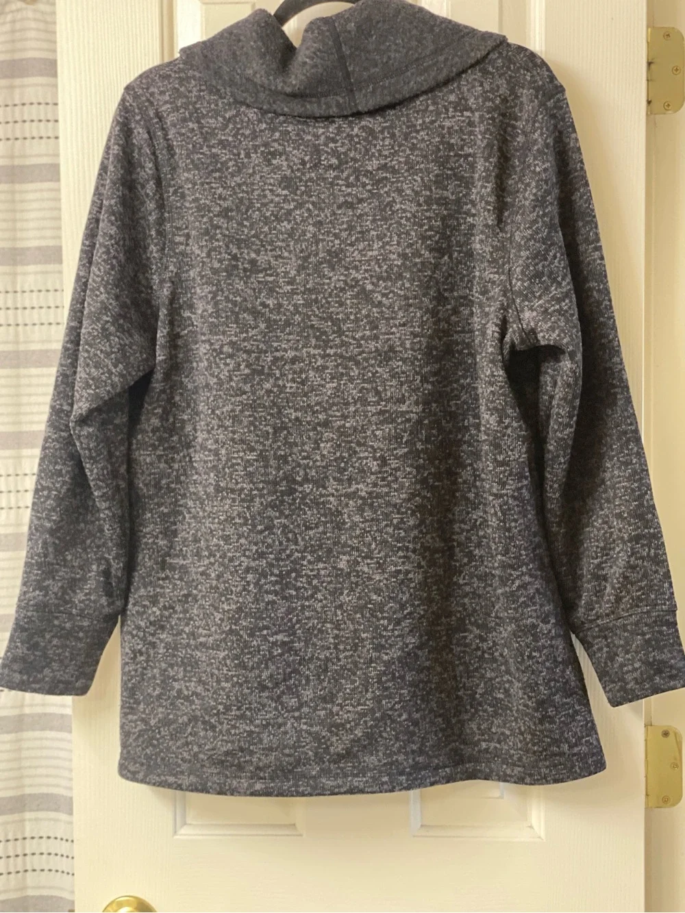 Ideology Charcoal Gray & Black Heather Cowl Neck Fleece Sweater Top Size 1X